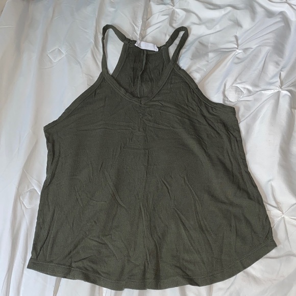 its a beautiful day to leave me alone Tops - Army Green Ribbed Tank